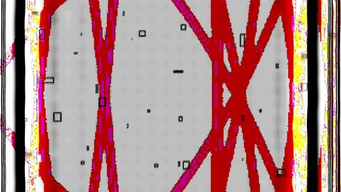 Animated color visuals on black background. Noisy glitches loop. Stock Footage 129041612