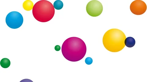 Animated colored balls that fly up and stop on the top edge, on white backgro Stock Footage 152013807