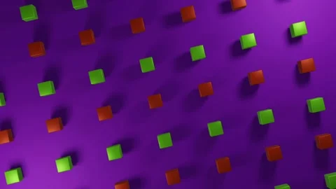 Animated colored cubes move on a purple background. Stock Footage 130435548