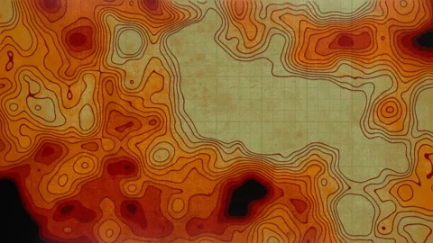 Animated colored topographic map on old worn surface 3d rendering loop animation Stock Footage 164724565