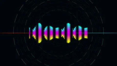 Animated colorful audio waveform equalizer stock footage 動画素材 345729809