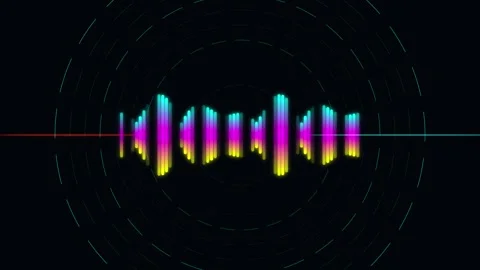 Animated colorful audio waveform equalizer on black background Stock-Footage 346157215