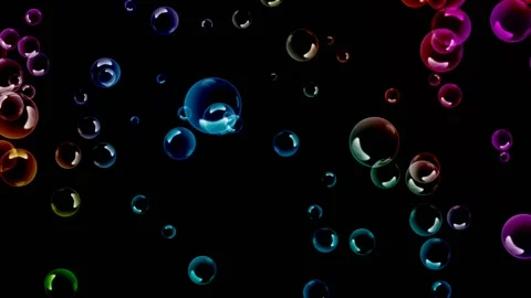An animated colorful bubble background with a smooth black background Stock Footage 132355976