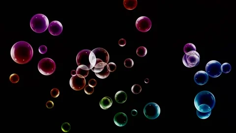 An animated colorful bubble background with a smooth black background Stock Footage 132356088