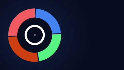 Animated colorful circular progress ring infographic on dark background 스톡 동영상 347540929