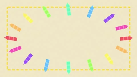 Animated colorful crayons border loop 4K Stock Footage 345012444