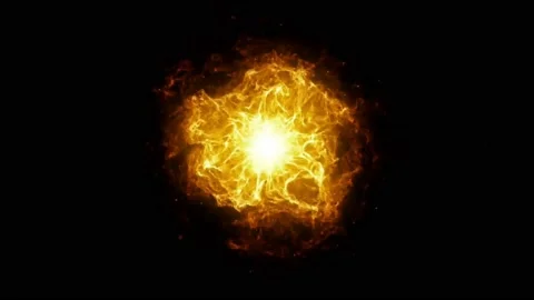 Animated colorful fire ball effect isolate on black background. Stock Footage 223290502