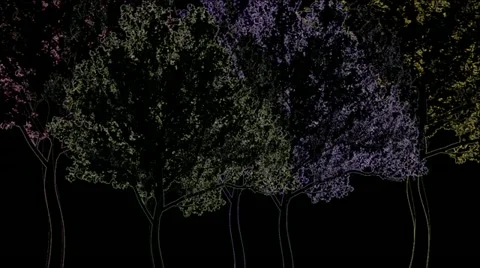 Animated Colorful Growing Trees Видео 12359639