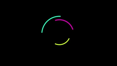 Animated Colorful Loading Circle on Black Screen, Seamless Looping 4K Resolution Stock Footage 282525491