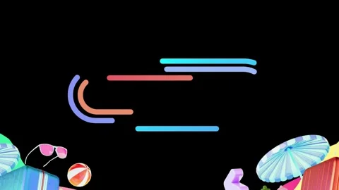 Animated colorful loading spinner icon with summer vacation elements on a black Stock Footage 346210296