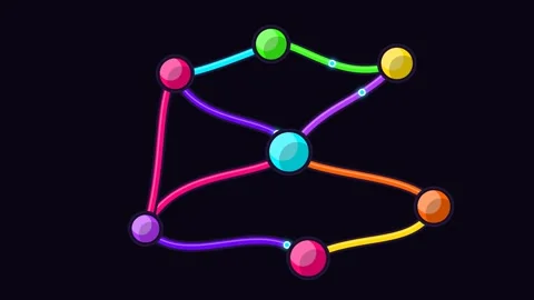 Animated Colorful Node Network Diagram With Data Transfer 動画素材 341053327