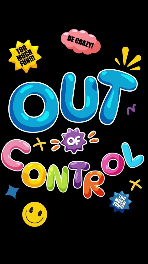 Animated Colorful Out Of Control Text With Playful Doodle Elements Stock Footage 338150520