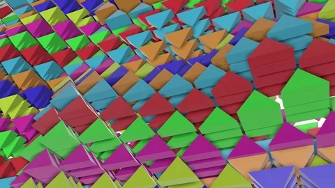 Animated colorful pyramids. Abstract rainbow background. 3d render Stock Footage 101438113