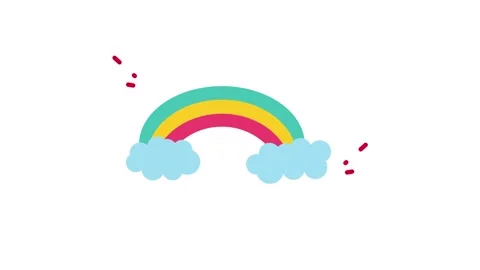 Animated Colorful Rainbow Icon with Clouds for Birthday Celebration and Party Stock Footage 345826544