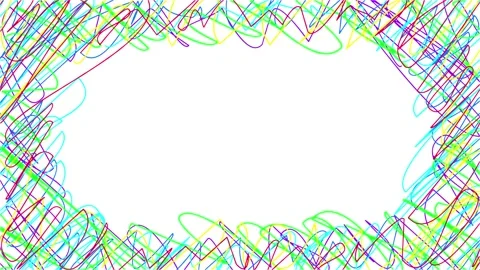 Animated Colorful Scribbles Border on White Backdrop Video stock 167706026