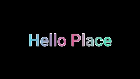Animated colorful text 'hello place' on black background Stock Footage 338216499