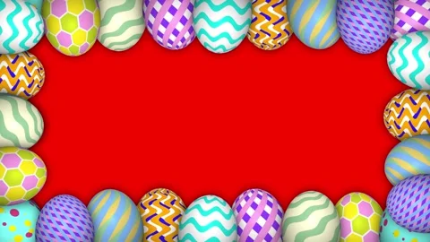Animated colourful easter egg frame on red screen Stock Footage 268469110