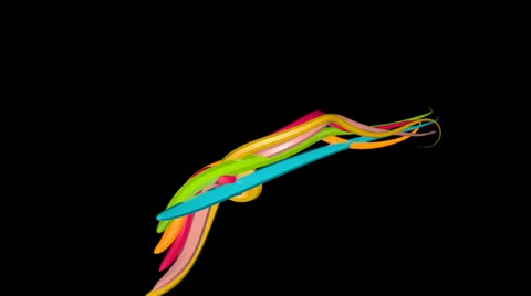 Animated colourfull 3D Lines from back to front in a Loop Stock Footage