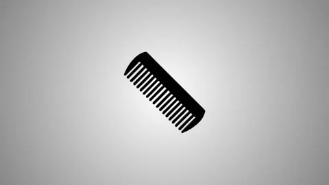 Animated comb icon in sleek black color with dynamic shadow effect on a cle.. Vidéo 346490948