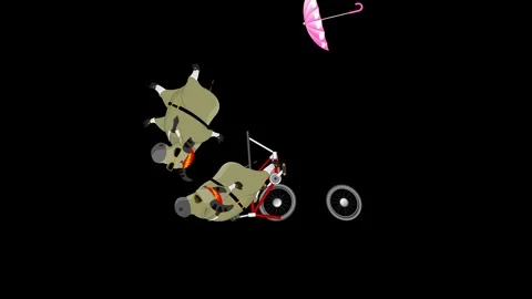 Animated Comedy of Two Buffaloes Riding and Crashing a Bicycle Stock Footage 278342187