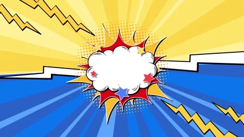 Animated comic book background with speech bubble and lightning bolts in po.. Stock Footage 333944274