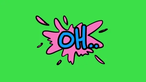 Animated comic book oh surprise speech bubble splash on green screen background Stock Footage 329905436