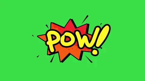 Animated comic book pow speech bubble explosion on green screen background video Stock Footage 329905443