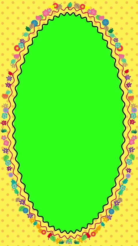 Animated Comic Circus Oval Frame with Chroma Green Screen Stock Footage 347252476