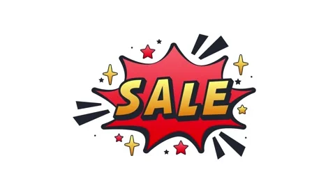 Animated comic explosion with sale text on white and green screen Video stock 310849112