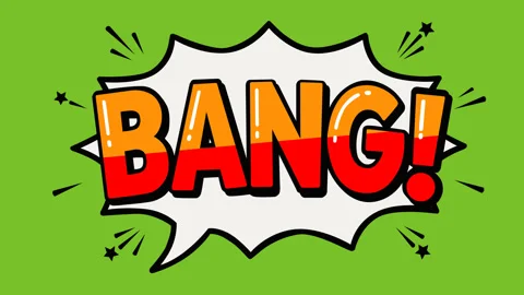 Animated Comic Style Bang Text Burst on Green Screen Background for Pop Art Stock Footage 341320694