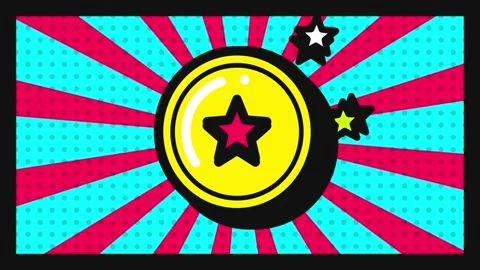 Animated Comic Style Coin with Star Reward and Recycling Symbol Rotating on.. Stock Footage 347067297