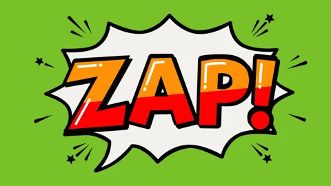 Animated Comic Style ZAP Text Explosion on Green Screen Background Stock Footage 341320251