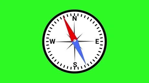 Animated compass with a spinning red and blue needle.  Stock Footage 314894363