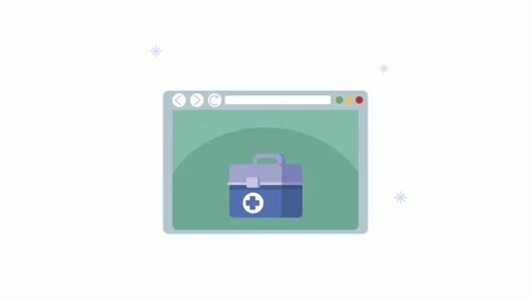 Animated computer browser window displaying medical aid kit appears and dis.. Stock Footage 333302995