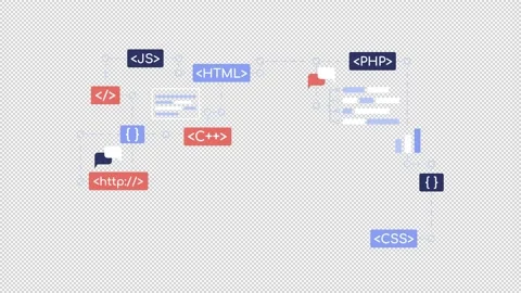 Animated computer language elements Stock Footage 213881330