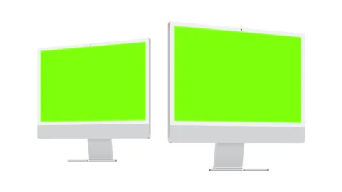 Animated Computer Monitors Mockup With Green Screens For Web Presentations Stock Footage 307045492