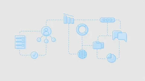 Animated computer network elements Stock Footage 212455404