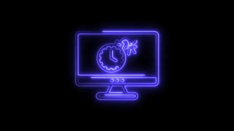 Animated computer screen with neon bomb timer graphic on black background c.. Stock Footage 316840106