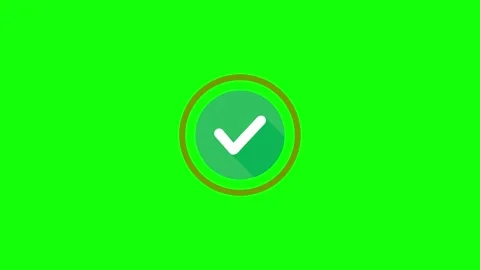 Animated confirmation checkmark icon on pulsating red ring green background.. Stock Footage 334829643