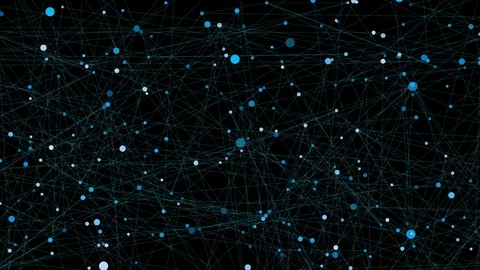  Animated connected particles moving in black space Stock Footage 86815289