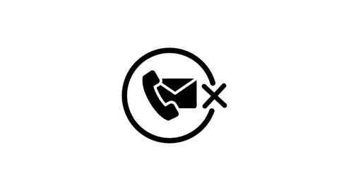 Animated contact icon showing rejected communication with phone envelope an.. Stock Footage 346497832