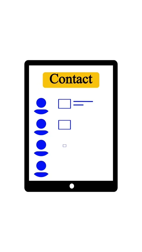 Animated contact list on tablet with connected contacts and data vertical v.. 스톡 동영상 316578709