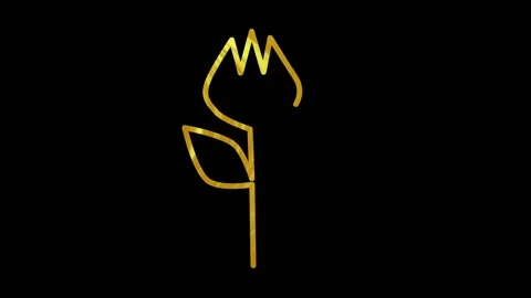 Animated continuous line drawing beauty of fresh golden flower for logo. Stock Footage 237808267
