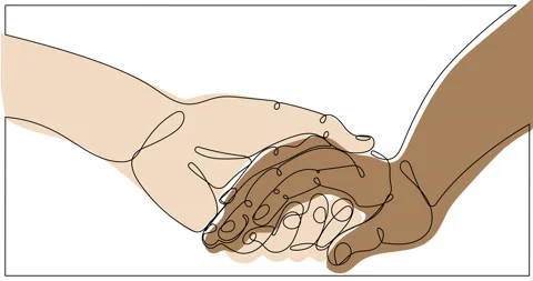 Animated continuous line drawing of  holding hands together Stock Footage 167151602