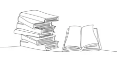 Self drawing animation of open book., Stock Video