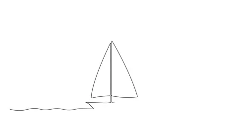 Animated continuous single line drawing of sailboat on water Stock Footage 205367453