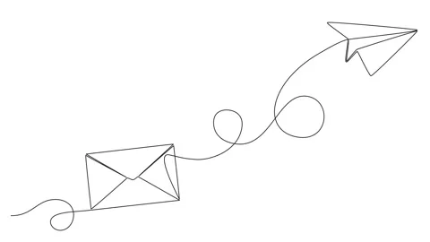 Animated continuous single line drawing of envelope and paper plane Stock Footage 234433860