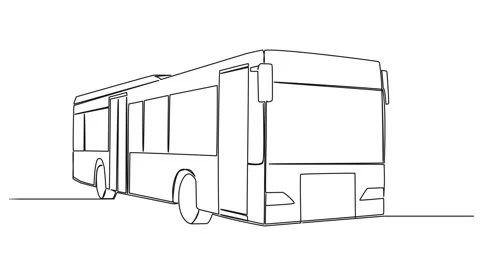 Animated continuous single line drawing of public bus Stock Footage 236474337