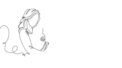 Animated continuous single line drawing of mother caressing baby, line art Stock Footage 310581582