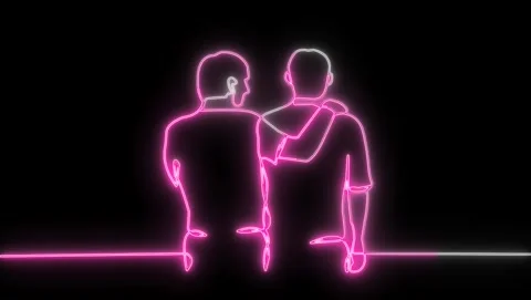 Animated continuous single line drawing of two people art animation glowing Stock Footage 310581606